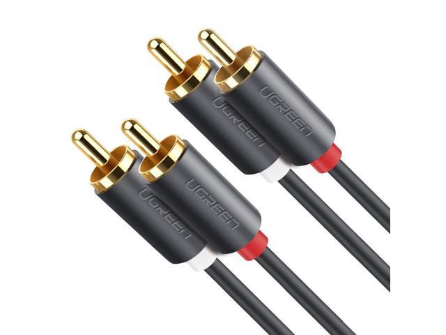 2 RCA M/M Stereo Audio Cable 2RCA Male to 2RCA Male Left/Right 6FT 24K Gold Plated | Copper Core Premium Sound Quality Plug FosPower 2 Pack 