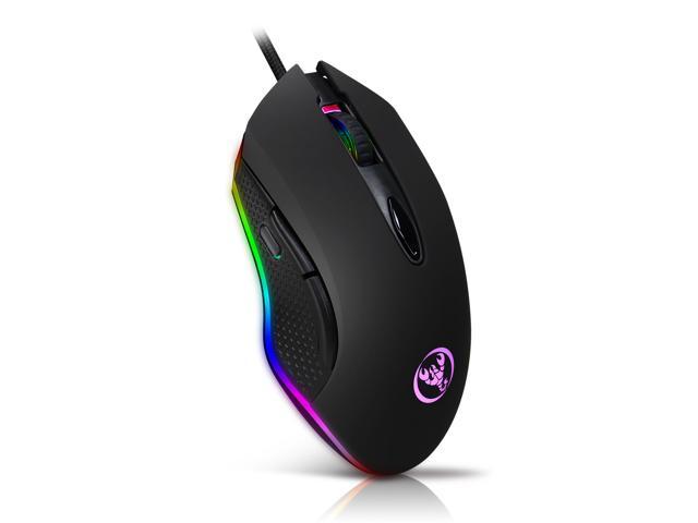Ergonomic for All Gaming Grips High Precision Optical Mouse 800-5000 Adjustable DPI Deco Gear Wired Gaming Mouse 6 Buttons 11 RGB Backlit Modes