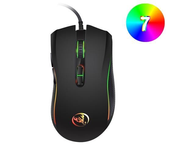 Gaming Mouse Wired,6 Buttons, 4 Adjustable DPI Up to 3200 DPI, 7 Circular &  Breathing LED Light, Multifunction Wired Mouse Used for Games and Office