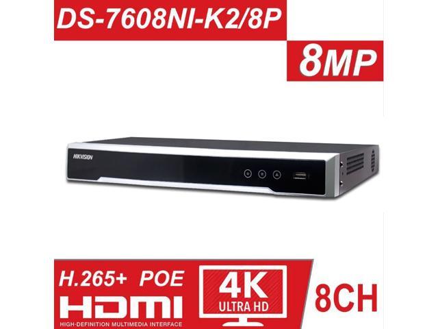 Hikvision Original DS-7608NI-K2/8P English Version 8CH CCTV System DS-7608NI-K2/8P Embedded Plug & Play 4K NVR with 2 SATA Interfaces 8 POE Port