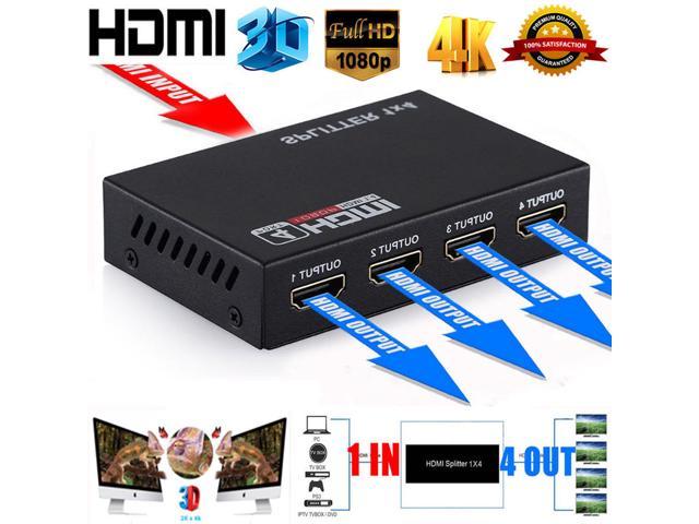 UHD 1x4 Port HDMI Switch Splitter Repeater Amplifier 3D 1080p v1.4 1 in 4 out 4K 