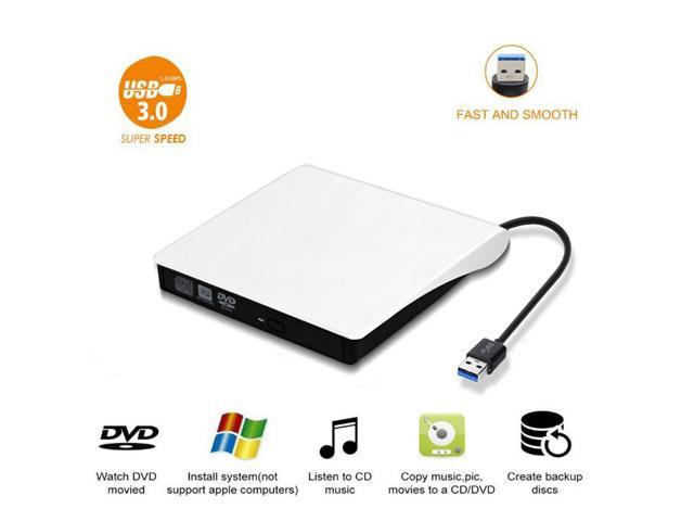 Wanmingtek External Cd Dvd Drive Usb3 0 Superdrive For Pc Laptop Compact Cd Dvd Rw Burner Writer Optical Drive Support Win Xp 7 8 10 03 Vista Linux Mac 10 Os White Newegg Com