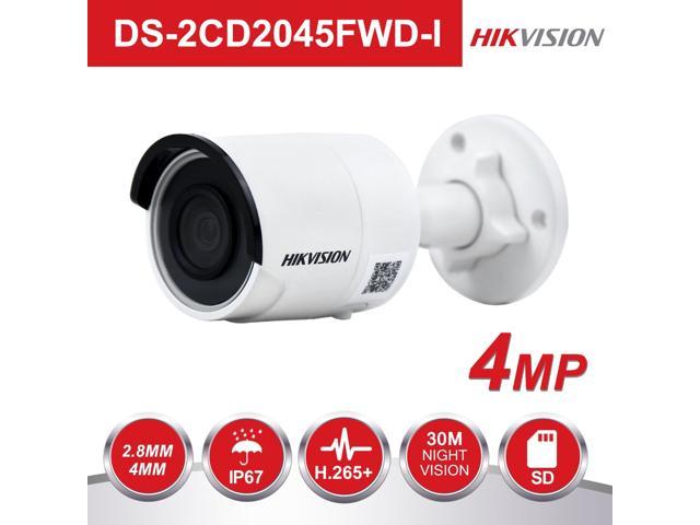 HIKVISION Original DS-2CD2045FWD-I 4MP 4.0mm Lens IR Fixed Bullet Network Camera POE network Video Surveillance Cam Powered - (4MP, 4.0mm Fixed Lens, 1-Pack)