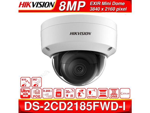 Hikvision Original IP Camera 8MP IR Fixed Dome DS-2CD2185FWD-I Network Camera POE H.265 Updatable CCTV security H.265 IP67, (8MP, 2.8mm fixed lens, 1 Pcs)