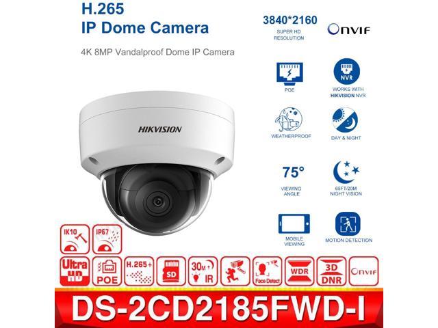 Hik Original English DS-2CD2185FWD-I 8MP Outdoor Dome ip Camera H.265 Updatable CCTV Camera Interface security kamera, (8MP, 6.0mm fixed lens, 1 Pcs)