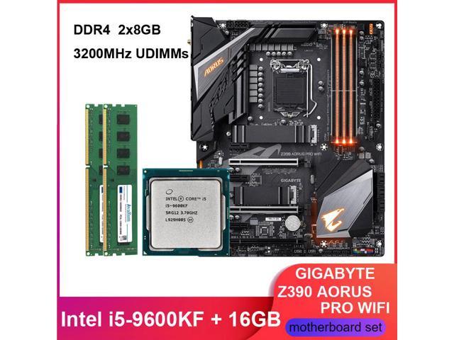 GIGABYTE Z390 AORUS PRO WIFI LGA 1151 HDMI Motherboard Combo Set with Intel Core i5-9600KF LGA 1151 CPU 2pcs X 8GB = 16GB 3200MHz DDR4 1.2V Memory by Avarum Ram