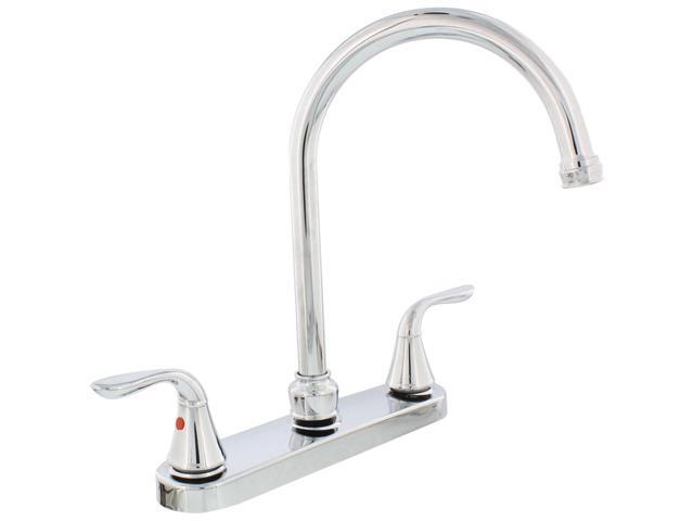 Aquaplumb 1558030 Chrome Plated 2 Handle Gooseneck Kitchen Faucet Newegg Ca