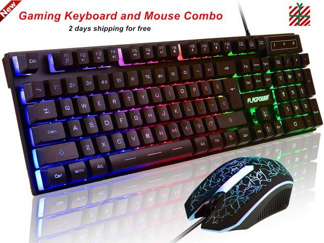 Gaming Keyboard Mechanical Feeling Backlit Illuminated PC Wired LED Rainbow