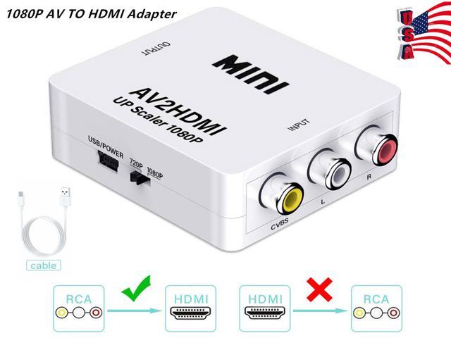 maler Beskatning Håndbog AV to HDMI Converter, RCA Composite AV CVBS to HDMI Audio Video Mini  Converter Adaptor Full HD 720P 1080P with USB Charge Cable Support PAL/NTSC  for PS3/STB/ Xbox/VHS/VCR/Blue-Ray DVD Players/TV/PC - Newegg.com