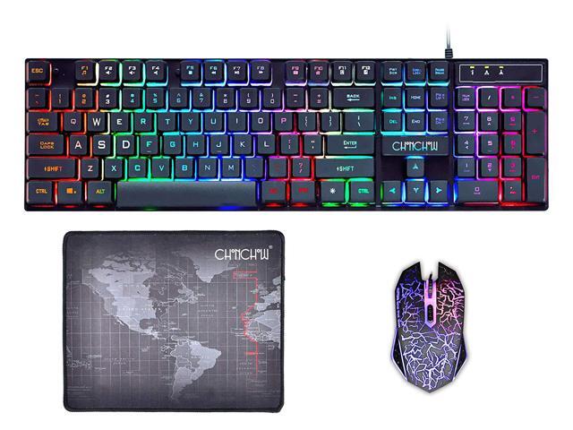 Mechanical Feel LED Backlit USB Ergonomic Gaming Keyboard+Gamer Mouse+Mouse Pad