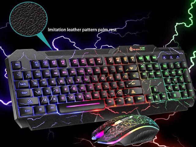 104 key LED Rainbow Color Backlight Gaming Game USB Wired Keyboard and Mouse Set 