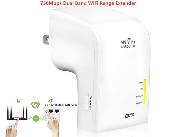 AC750 WiFi Range Extender WiFi Booster Repeater Dual Band 2.4GHz/5GHz 750Mbps 