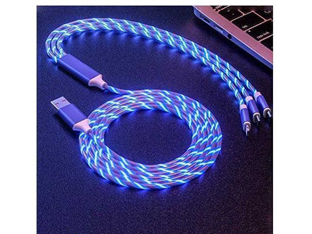 Multi 3 in 1 LED Flowing Shining Charger Cable Light Up Charger 4FT Car  Charging Cable USB Cable Compatible with Type C Android iOS 