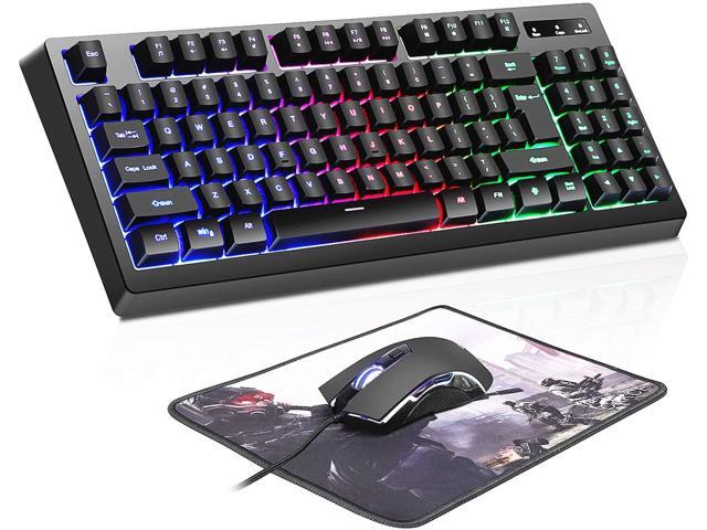 RGB 89 Keys Backlit Gaming Keyboard and Mouse Combo,USB Wired Mechanical Feeling Gaming Keyboard and Gaming Mouse for for Desktop PC Game and Work Computer 