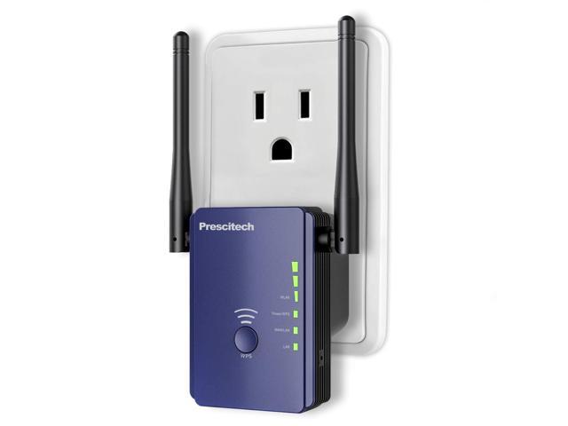 Prescitech N300 Mini WiFi Range Extender Wireless Repeater Internet Signal Booster with 2 Ethernet Port/Smart LED Indicator for Boosting Wi-Fi Coverage 