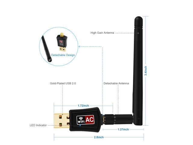 600mbps Usb Wifi Adapter For Pccorn Mini 80211ac Dual Band 24g5g High Gain 2dbi Antenna 9408