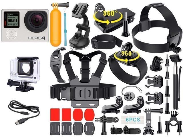 Refurbished Gopro Hero 4 Black Edition 40 Pcs Extreme Accessories Kit Bundle 12mp Camera Newegg Com