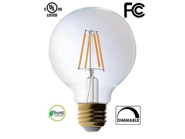 6 Pack Bioluz Led Clear Dimmable Filament Led G25 Globe 40 Watt Replacement Uses 4 5 Watts Warm White 2700k Led Light Bulb 470 Lumens Ul Listed Great Vanity Bulbs Newegg Com