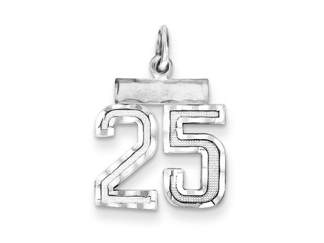 925 Sterling Silver Small Satin Number 2 Charm and Pendant