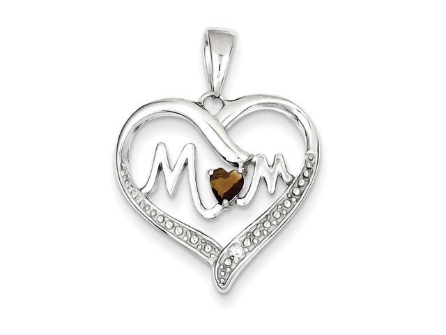 Heart Pendant Necklace Clear Simulated CZ .925 Sterling Silver