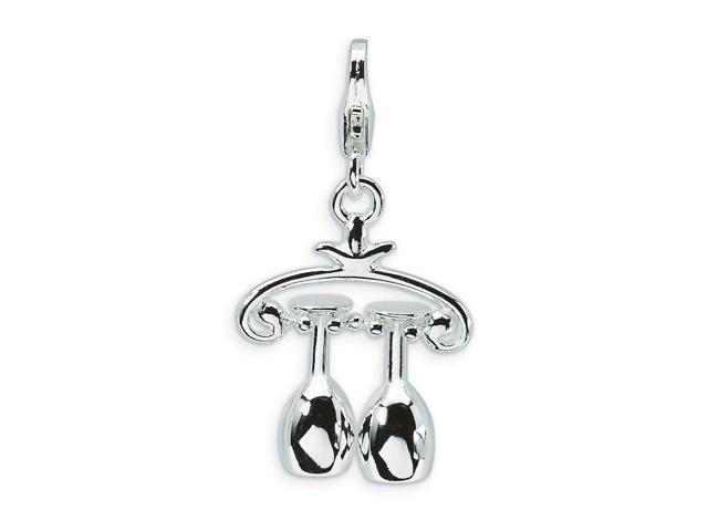 925 Sterling Silver Rhodium-plated Enameled Music Note with Lobster Clasp Charm