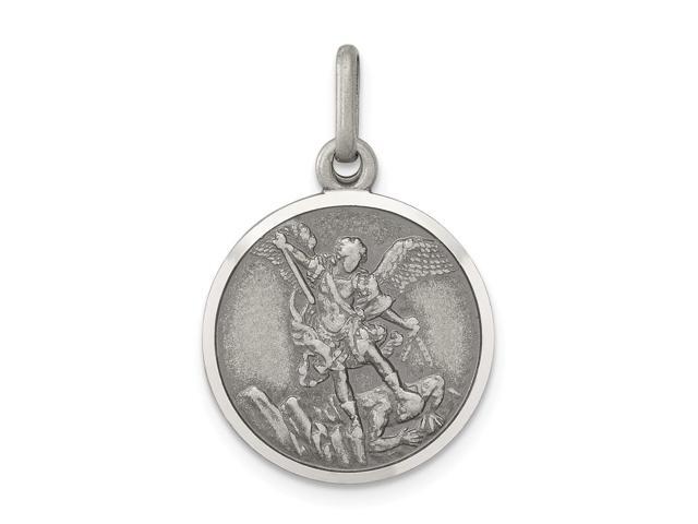 925 Sterling Silver Solid Polished and satin Engravable Christopher Medal Charm Pendant Necklace Jewelry Gifts for Women St back only
