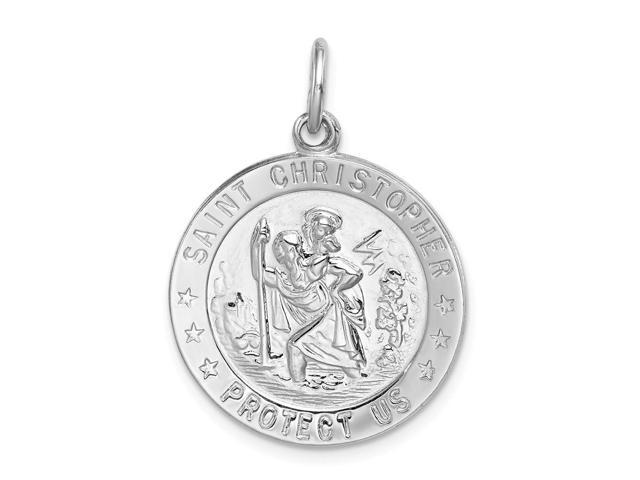925 Sterling Silver Antiqued Satin St Christopher Medal