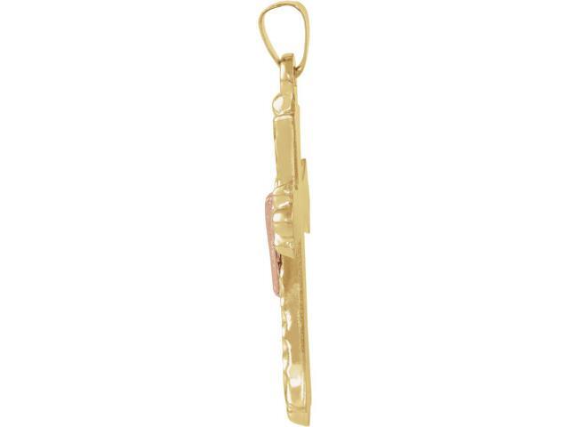 14K Yellow Gold /& Rose Gold 25.5x18mm Cross Pendant with Robe
