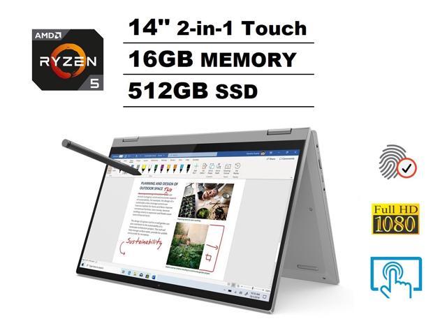 2020 Lenovo IdeaPad Flex 5 14" FHD Full HD 1080p IPS 2-in-1 Touch Business Laptop + Active Pen (AMD 6-Core Ryzen 5 4500U, 16GB DDR4 RAM, 512GB PCIe SSD) Backlit, Fingerprint, Webcam, Windows 10 Home