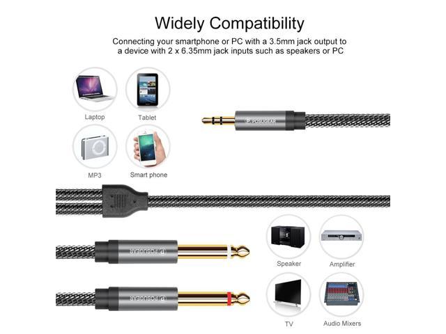 1Pcs Posugear Jack 3.5mm to Dual 6.35mm Splitter Adapter Audio Cable for  Mixer Amplifier Speaker 3.5 to 2*6.5 Male to Male Aux Cord 