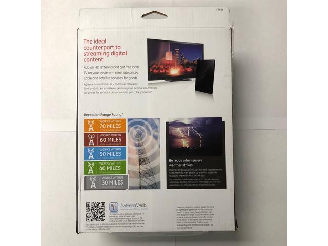 GE 33688 Pro Flat Panel HD Antenna 30 Mile Range
