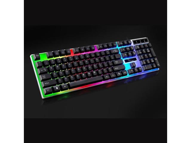 Color : White Durable Black G21 USB 104-keys Waterproof Floating Round Punk Keycap Colorful Backlight Mechanical Wired Keyboard Length: 1.3m