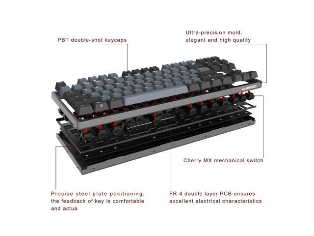 88 Keys ISO UK Cherry Silent Red, Space Grey Dye Sub PBT USB Type C Durgod Taurus K320 TKL Mechanical Gaming Keyboard