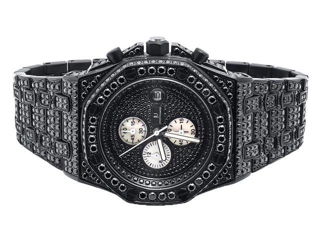 iced out black diamond watch