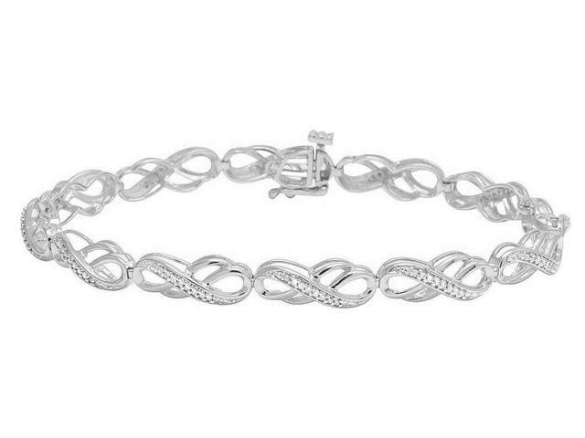 Las 10k White Gold Infinity Real Diamond Bracelet 0 33 Ct Las 10k White Gold Infinity Real