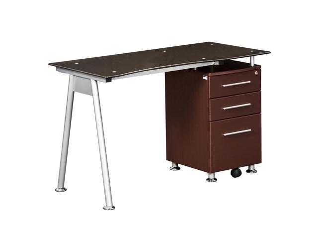 Techni Mobili Rta 1565 Glass Top Desk With Built In File Cabinet Techni Mobili Rta 1565 Glass Top Desk