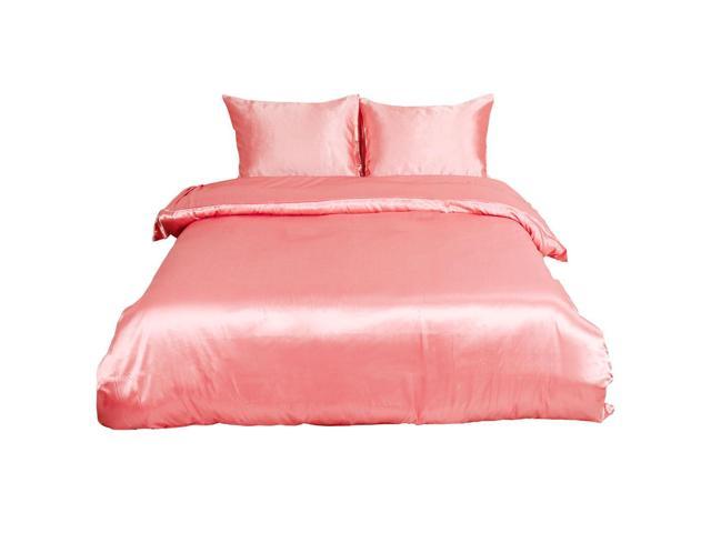 Ultra Soft Silky Satin Solid Color 3 Piece Bedding Set 1 Duvet