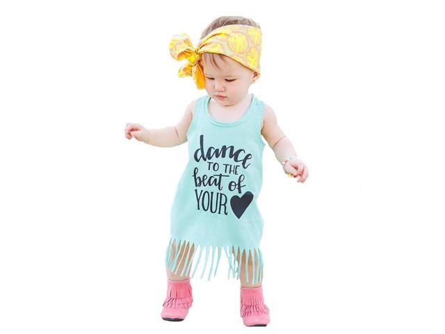 Younger Tree Toddler Baby Girls Summer Dress Kids Clothes Letters Print Tassels Sundress Beach Wear Party Dresses Neweggcom