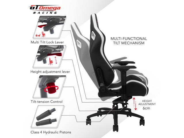 Gt Omega Sport Racing Office Gaming Chair Black And White Leather