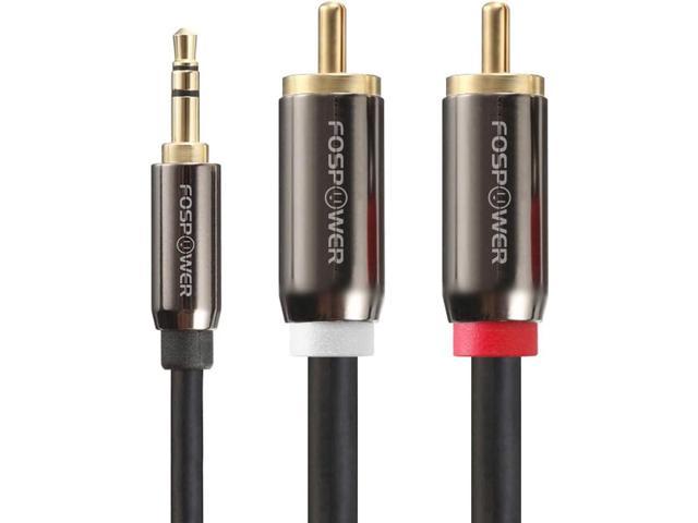 3.5mm to RCA Cable (6FT) FosPower RCA Audio Cable 24K Gold Plated Male to Male Stereo Aux Cord [Left/Right] Y Splitter Adapter Step Down Design