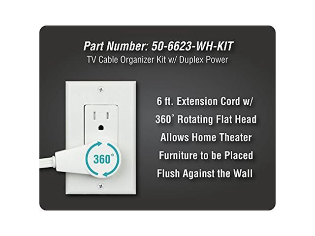 DataComm 50-6623-CON-KIT Flat Panel TV Cable Organizer Kit with AC Connector