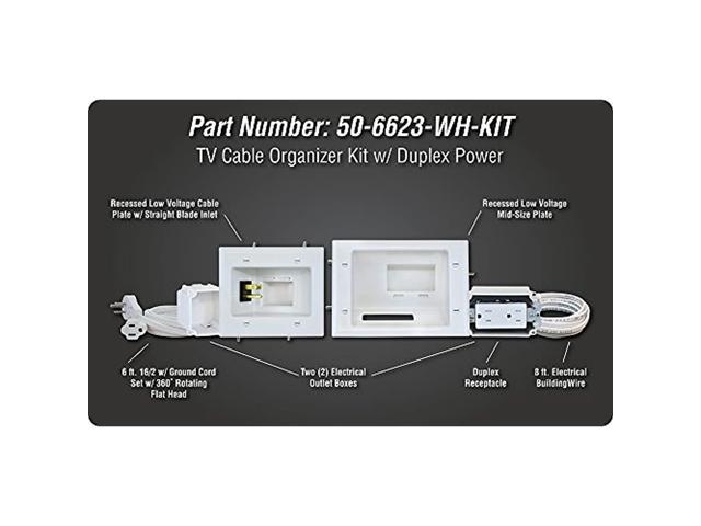 DataComm 50-6623-CON-KIT Flat Panel TV Cable Organizer Kit with AC Connector