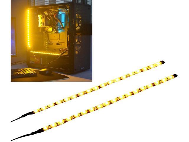 LEDdess LED Light Strip Computer Lighting Gold Yellow Magnetic Molex Connector 2pcs LED Strip for PC Case Lighting Kit... 