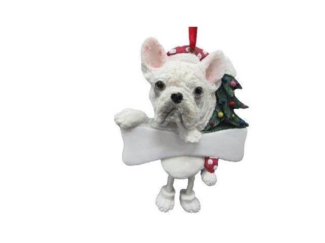 French Bulldog White Doghouse Ornament Hand Painted Easily Personalized