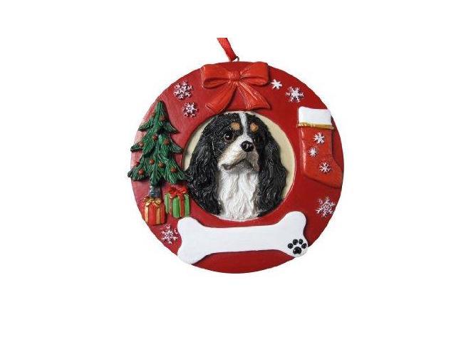 E/&S Pets Tri-Color King Charles Personalized Christmas Ornament