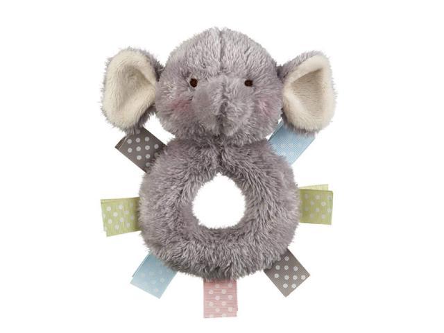 Baby Ganz Gray Wuzzies Elephant Rattle Baby Toy 6" 