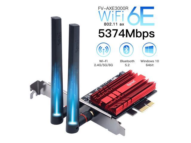 Fenvi FV-AXE3000 Wi-Fi 6E AX210 PCIe Network Card Bluetooth 5.2 Heat Sink AX 3000Mbps 802.11ax Tri-band 2.4G/5G/6G PCI-E Wireless WiFi Network Adapter Cards for Desktop PC Support Windows 10/11 64-bit