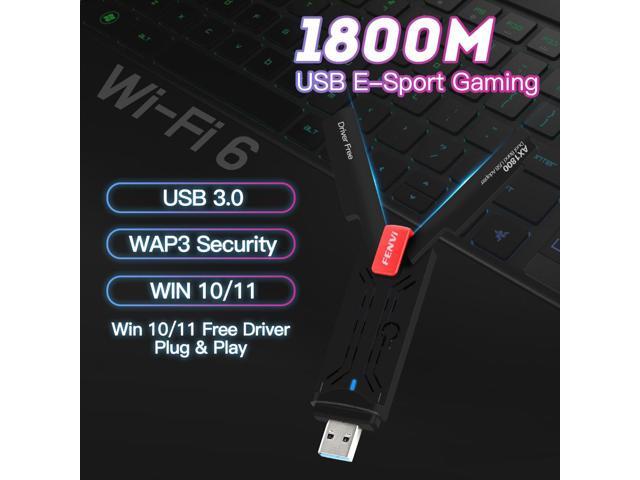 Fenvi USB WiFi 6 Adapter AX1800 USB 3.0 Dual Band Long Range WiFi6 Card ...