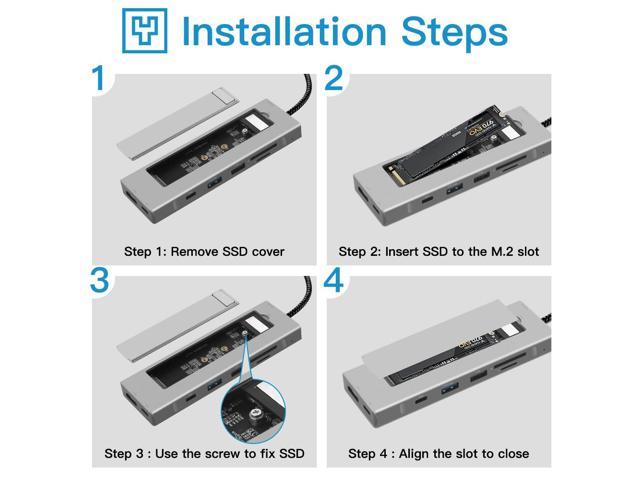 Fenvi In Usb C Hub With M Nvme Sata Ssd Enclosure Gbps K Hdmi