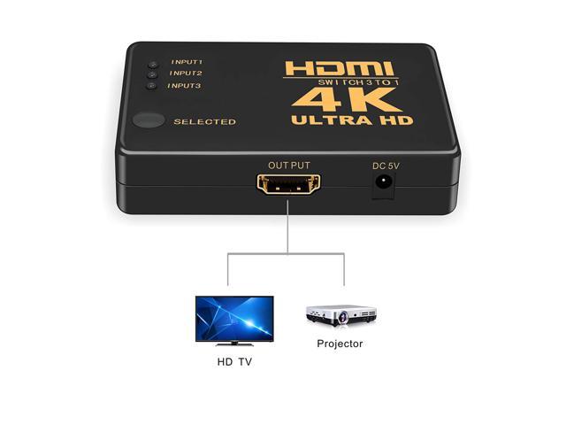 HDMI Switch 4k HDMI Splitter- HDMI Switch 3 in 1 Out, HDMI Switch with